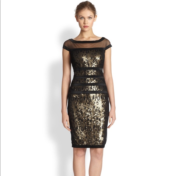 Tadashi Shoji Dresses & Skirts - Tadashi Shoji Illusion Neck Sequin Cocktail Dress